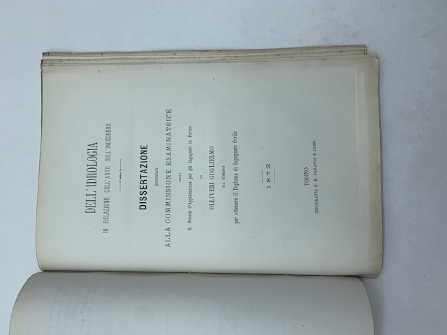 Dell'idrologia in relazione coll'arte dell'ingegnere. Dissertazione